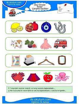Çocuklar İçin Farklı Sesi Bul Çalışma Sayfaları 
